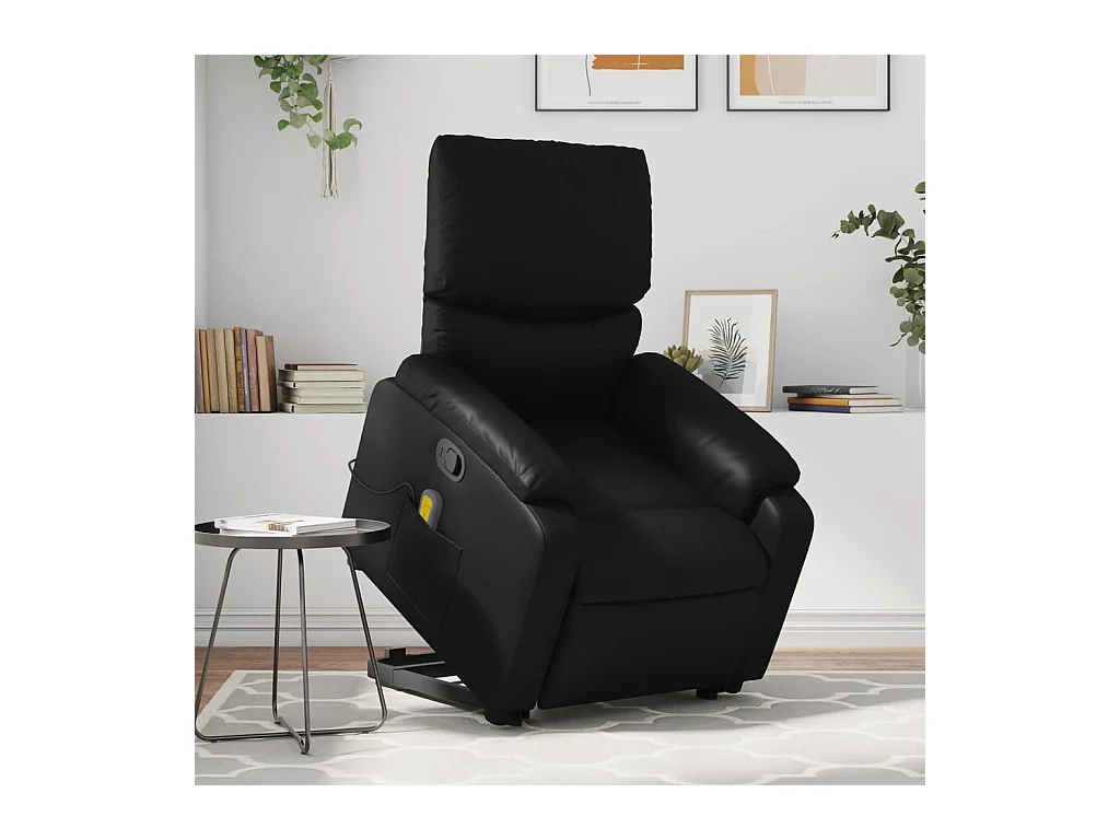 Fauteuil inclinable de massage Noir Similicuir REO67591