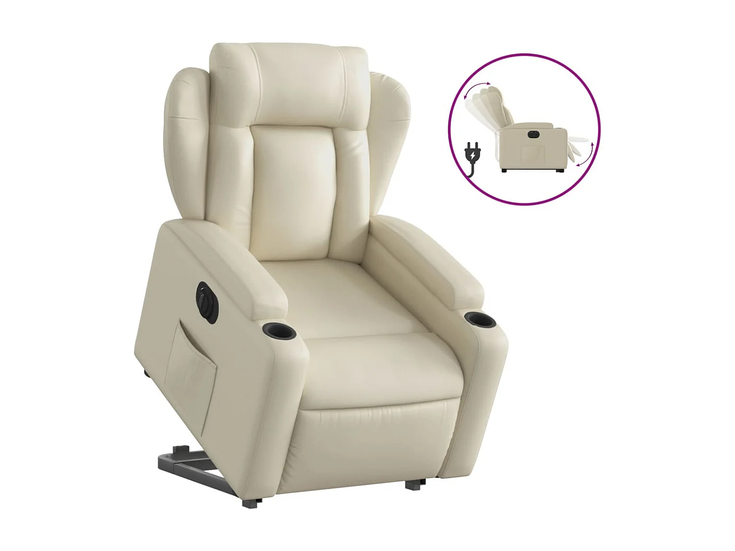 Fauteuil inclinable électrique crème similicuir REO97080