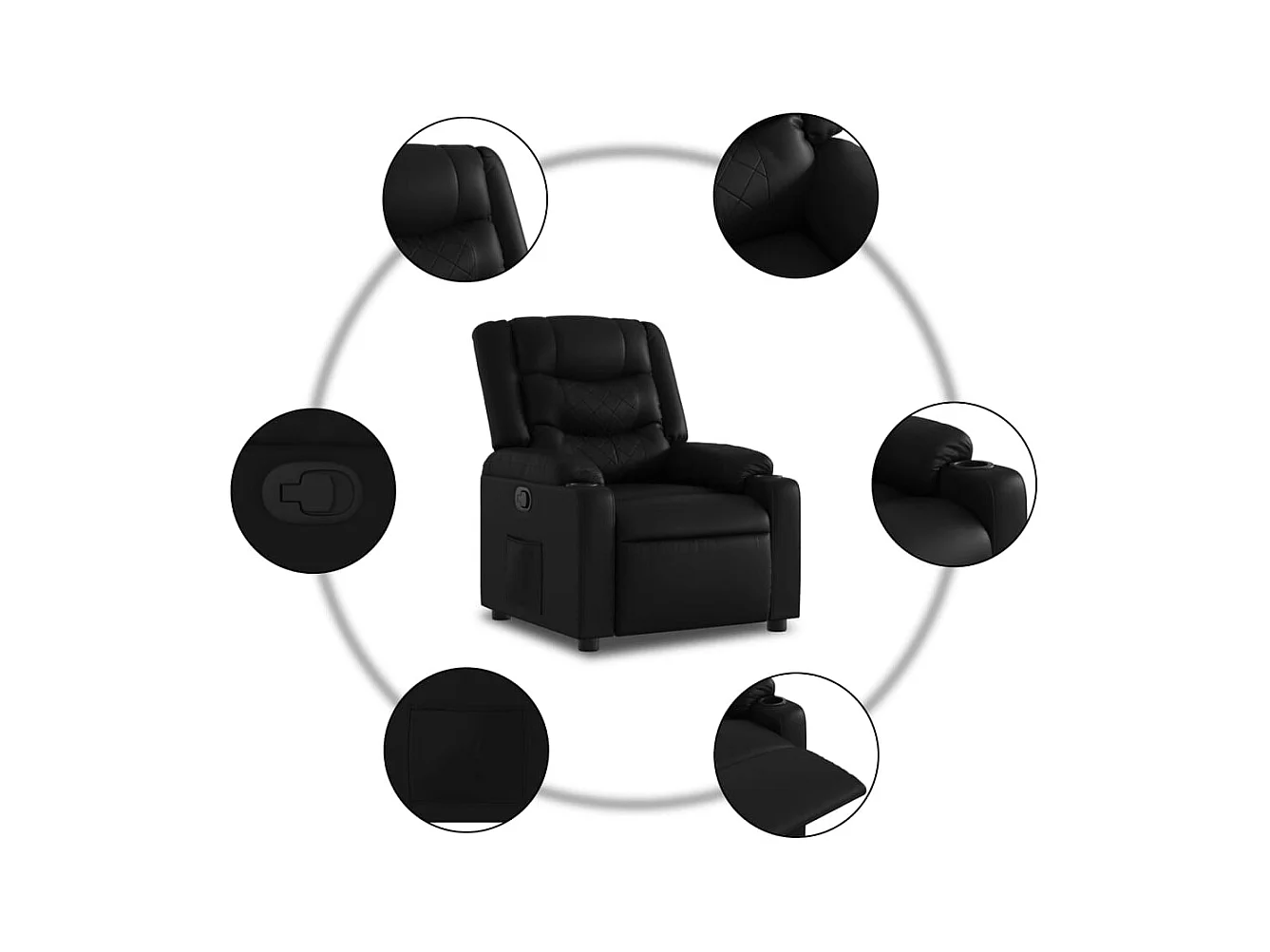 Relaxsessel | Fernsehsessel Schwarz Kunstleder -gkd594567