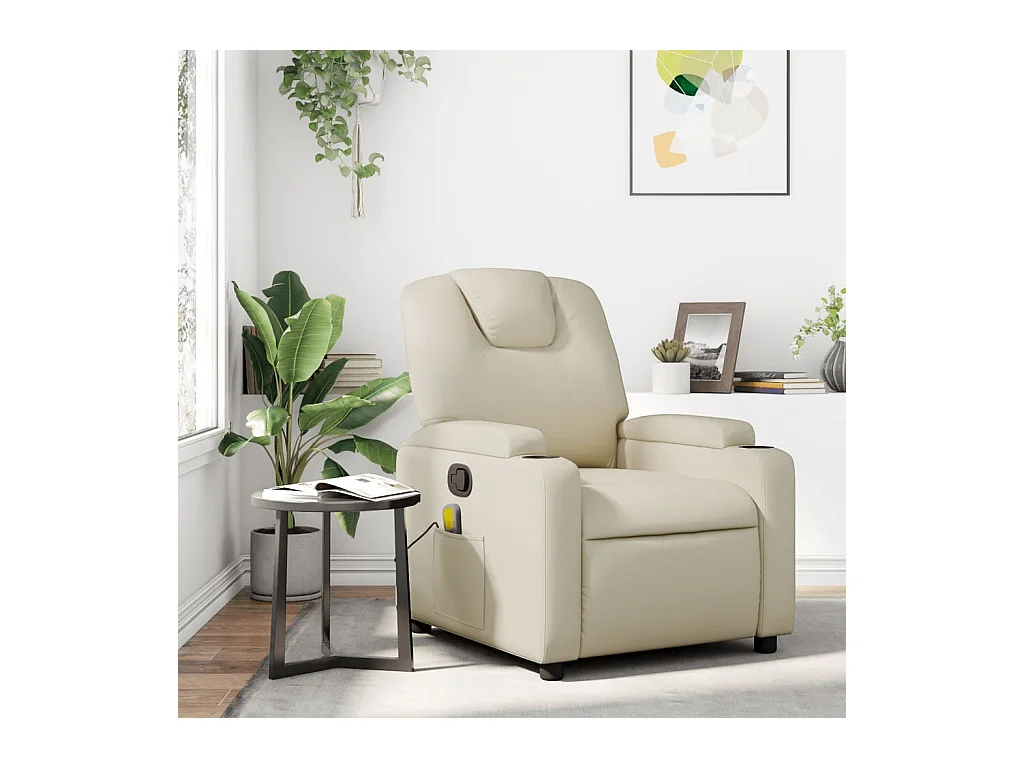 Fauteuil inclinable de massage Crème Similicuir REO35181