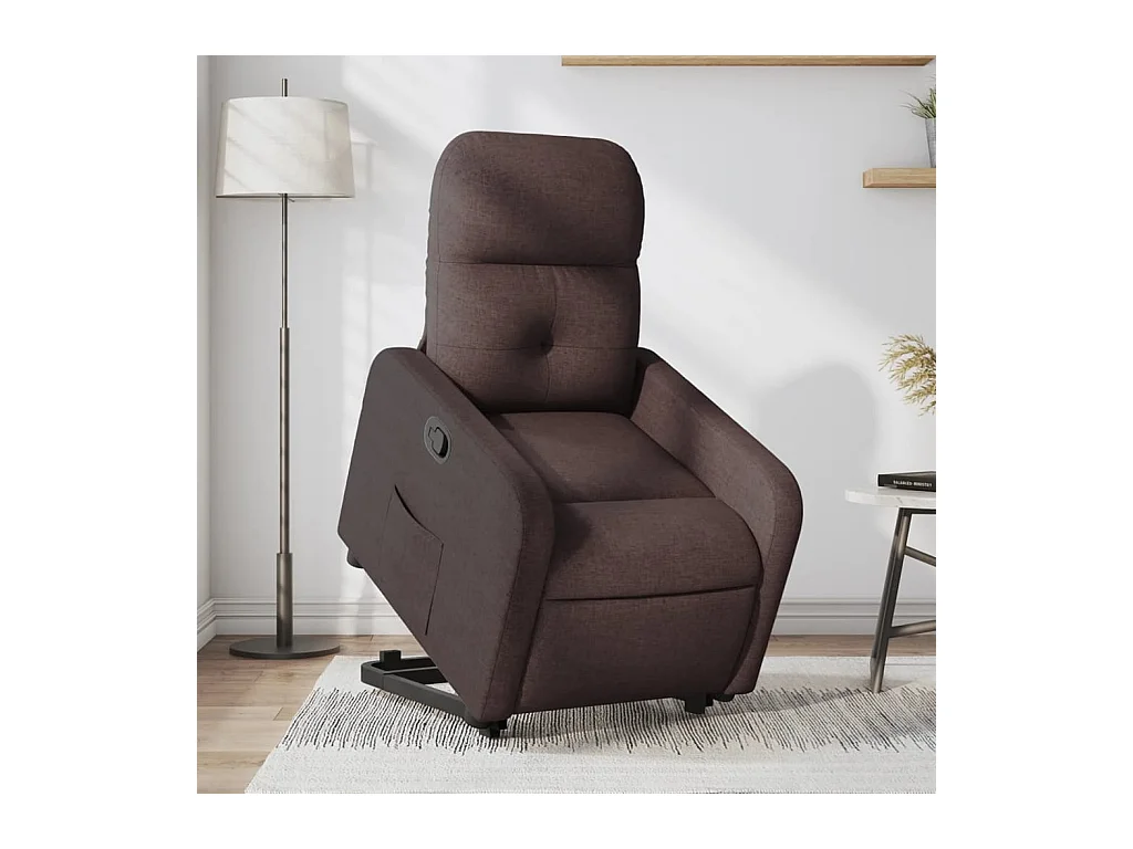 Fauteuil inclinable marron foncé tissu REO58049