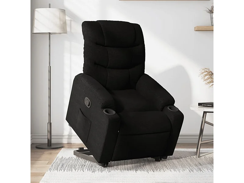 Sillón eléctrico reclinable elevable de tela negro YOE46268