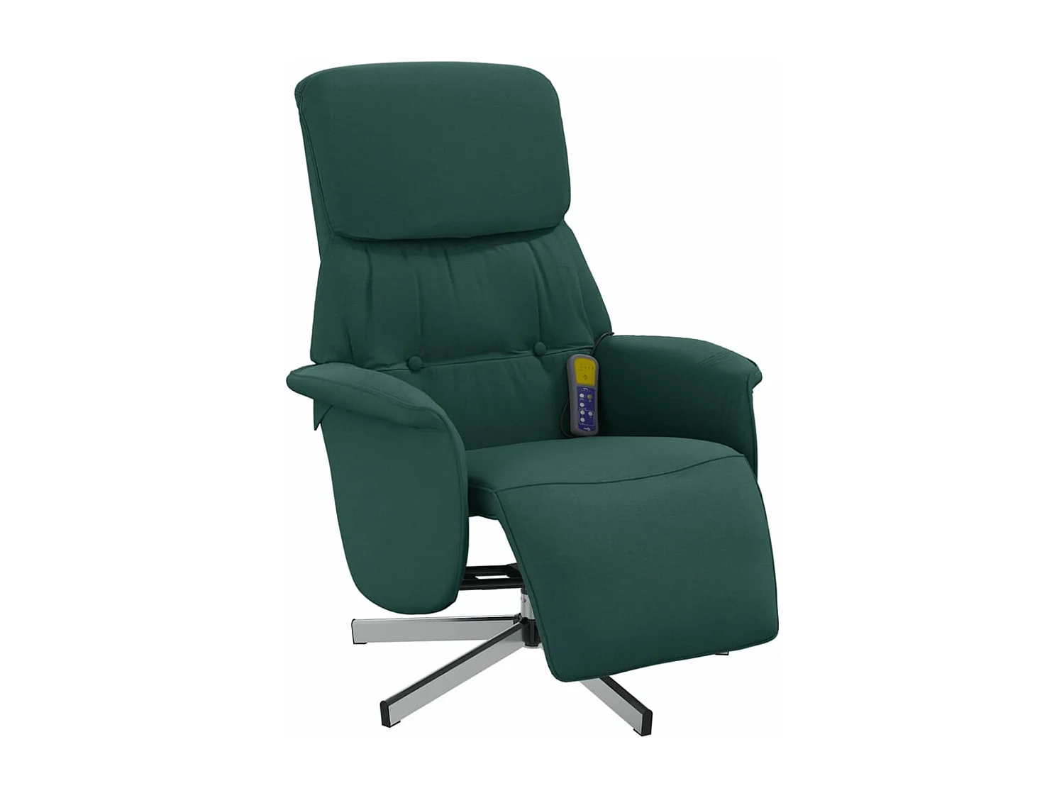 Fauteuil inclinable de massage et repose-pieds vert foncé tissu REO22313