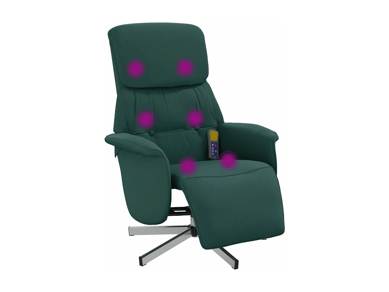 Fauteuil inclinable de massage et repose-pieds vert foncé tissu REO22313