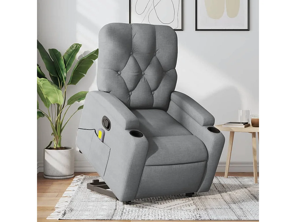 Fauteuil de massage inclinable Gris clair Tissu REO61890