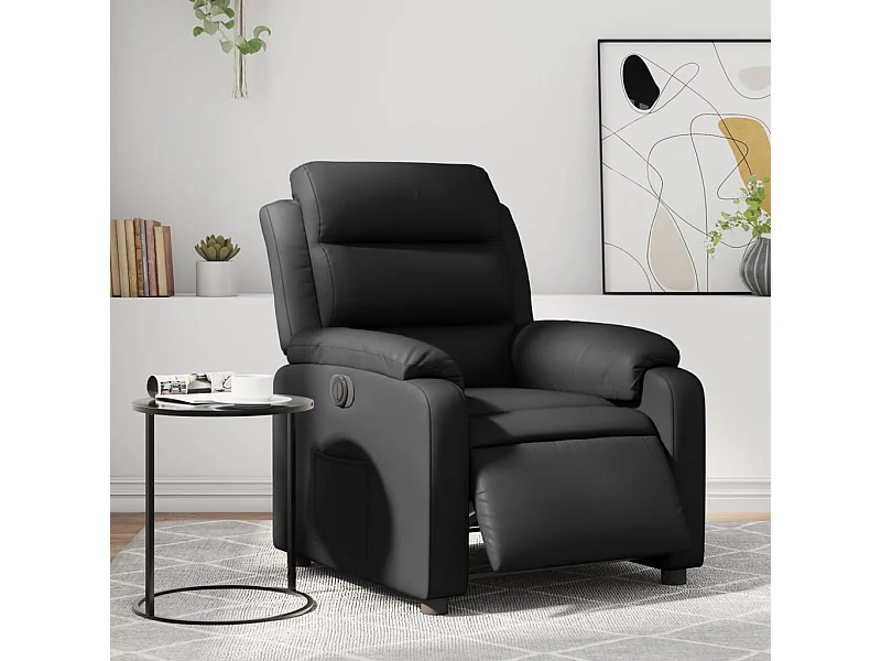 Fauteuil inclinable électrique Noir Similicuir REO55614