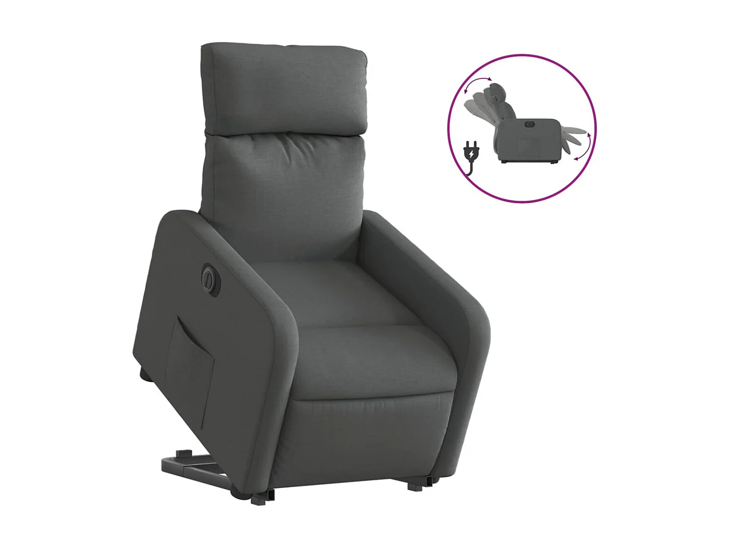 Fauteuil inclinable électrique gris foncé tissu REO65199