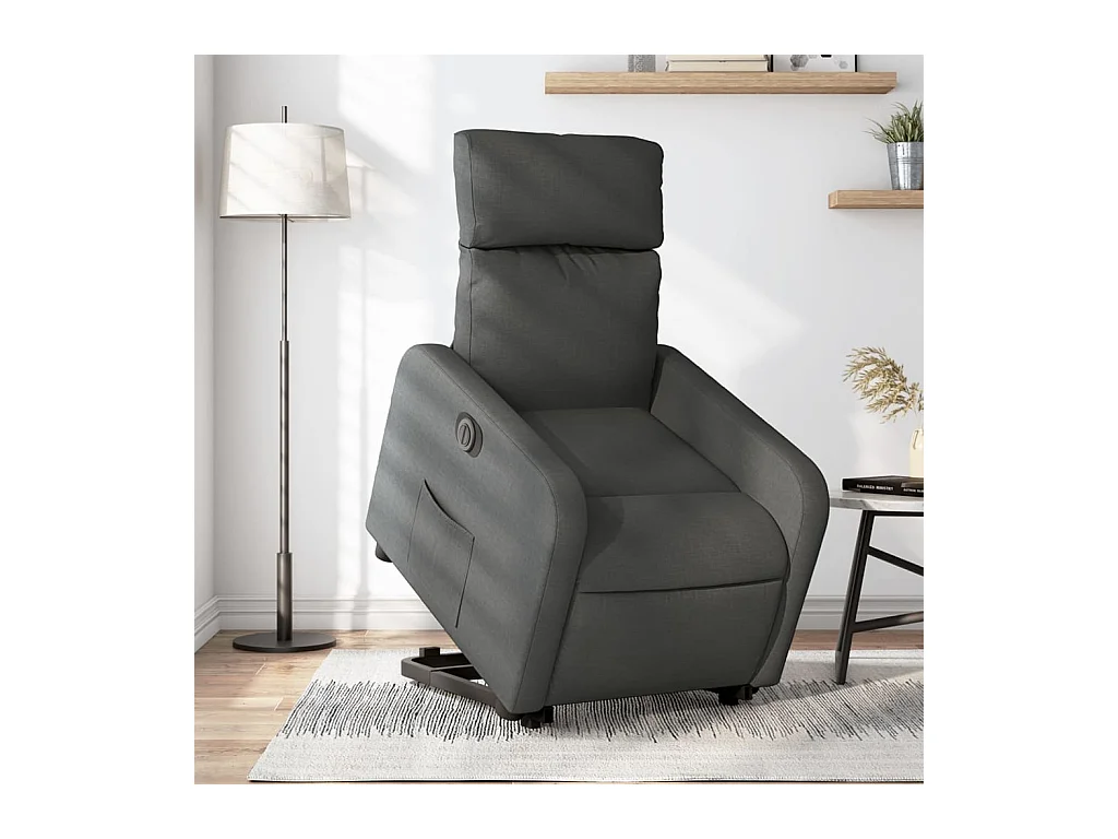 Fauteuil inclinable électrique gris foncé tissu REO65199