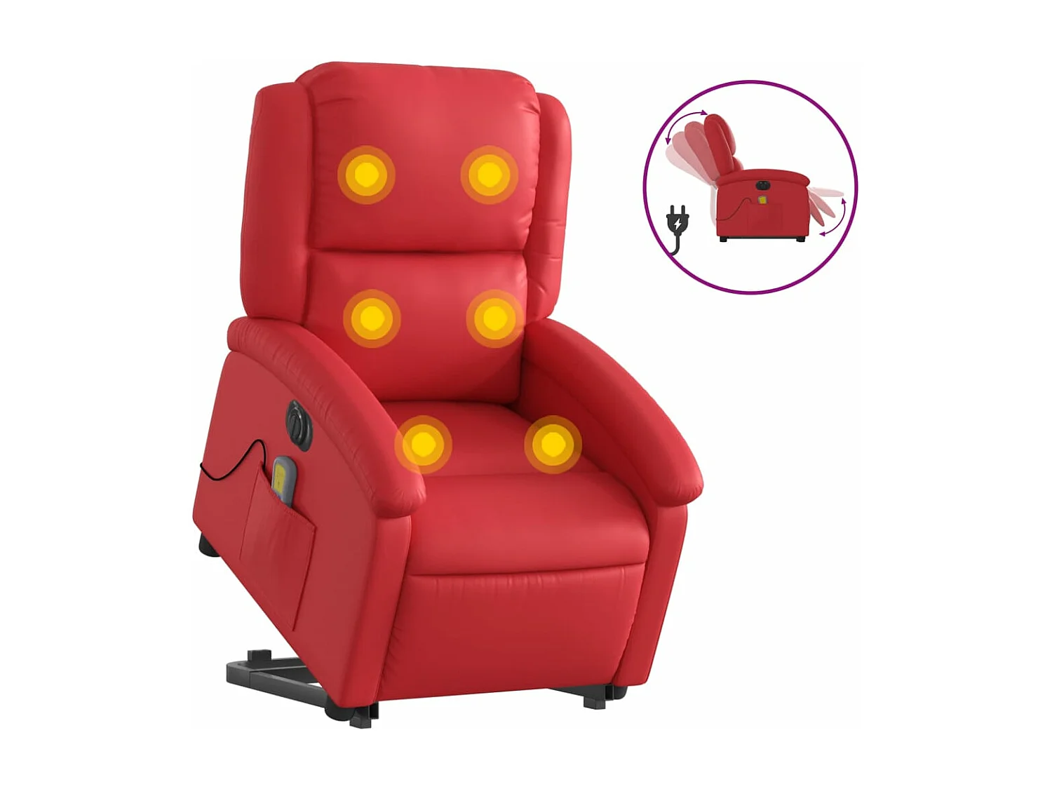 Fauteuil inclinable de massage électrique rouge similicuir REO20186