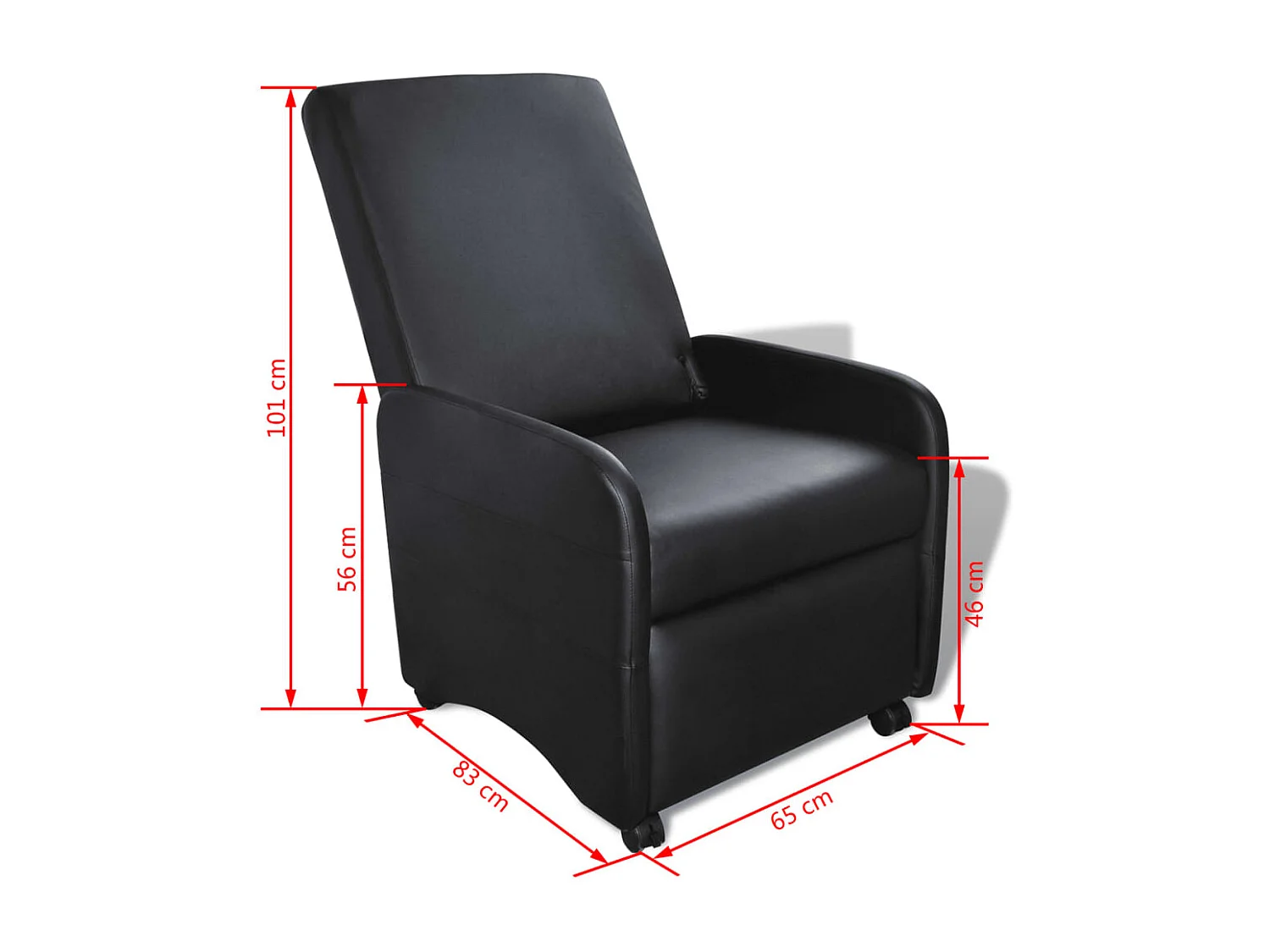 Sillón plegable de cuero sintético negro YOE26365
