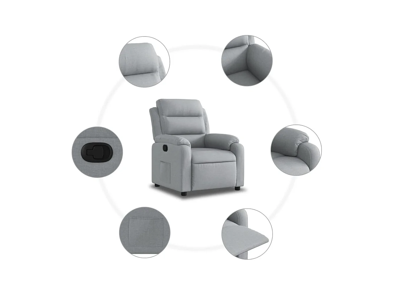 Relaxsessel | Fernsehsessel Hellgrau Stoff -gkd316331