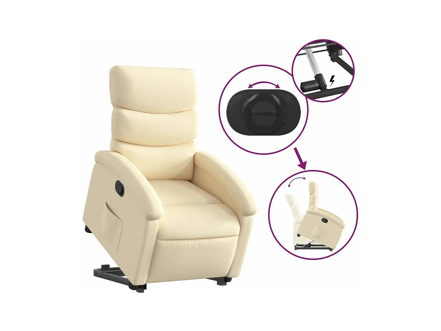 Sta-op-stoel verstelbaar stof crèmekleurig NL305571