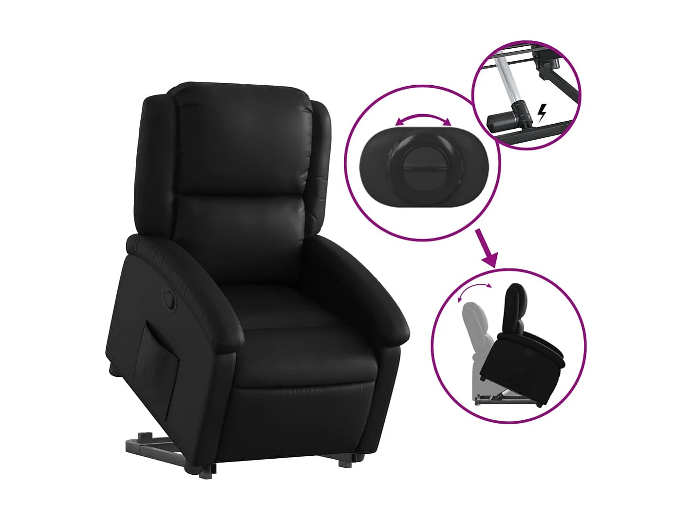 Fauteuil inclinable Noir Similicuir REO28891