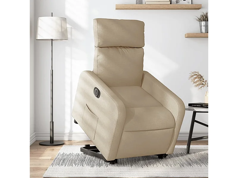 Relaxsessel | Fernsehsessel mit Aufstehhilfe Elektrisch Creme Stoff -gkd481945