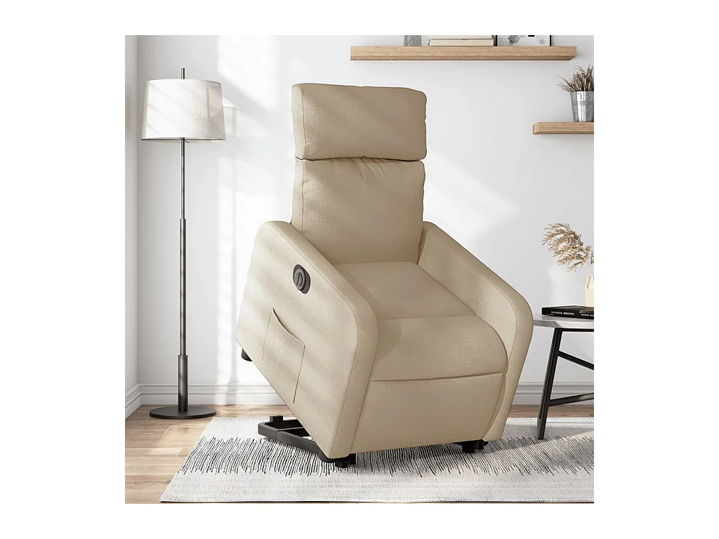 Fauteuil inclinable électrique crème tissu REO32916