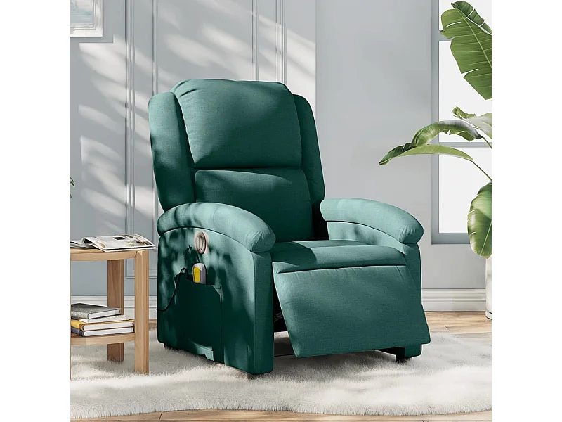 Sillón reclinable de masaje eléctrico tela verde oscuro YOE52906