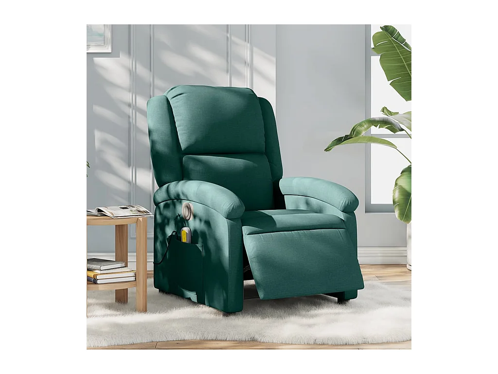Fauteuil de massage inclinable électrique Vert foncé Tissu REO94194