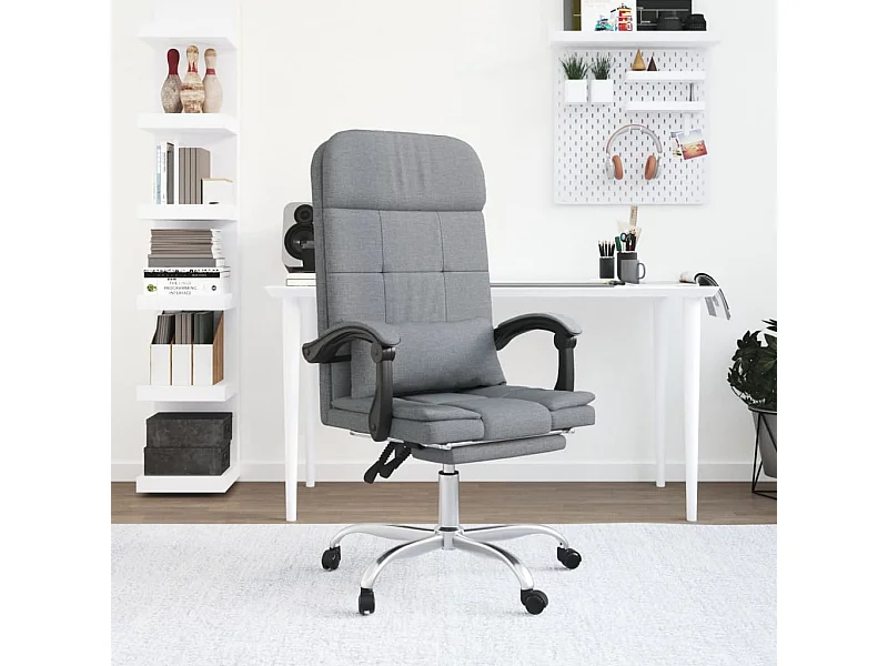 Cadeira massagens escritório reclinável tecido cinzento-claro PT564285