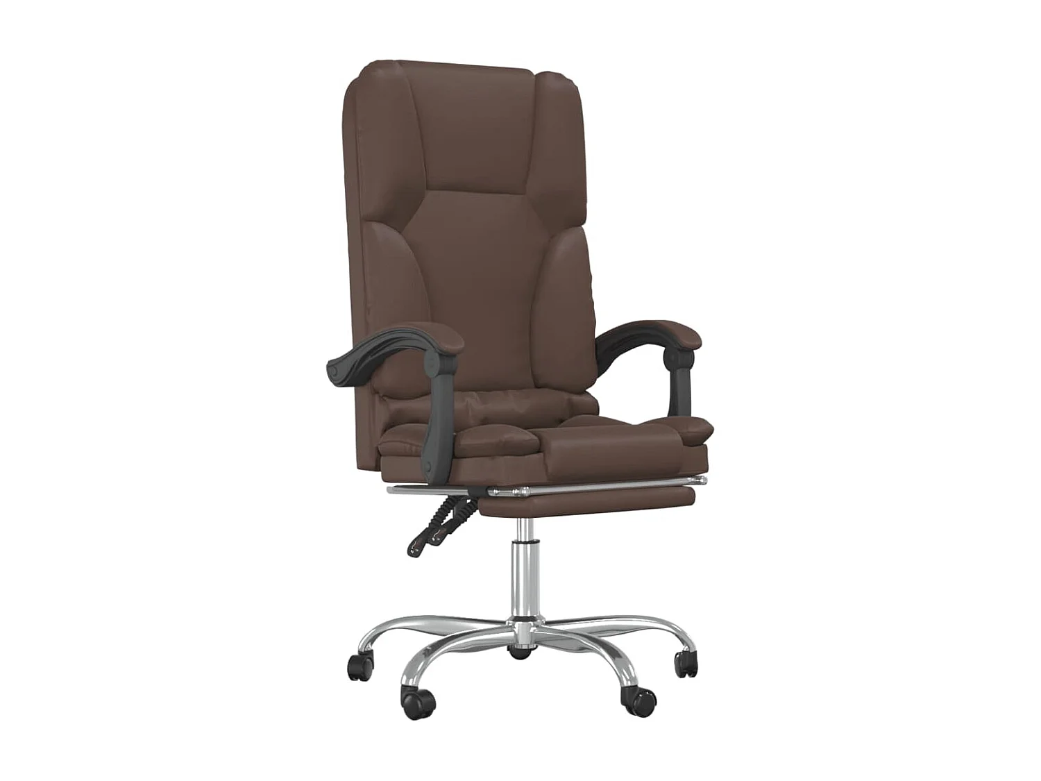 Silla de oficina reclinable masaje cuero sintético marrón ES485384