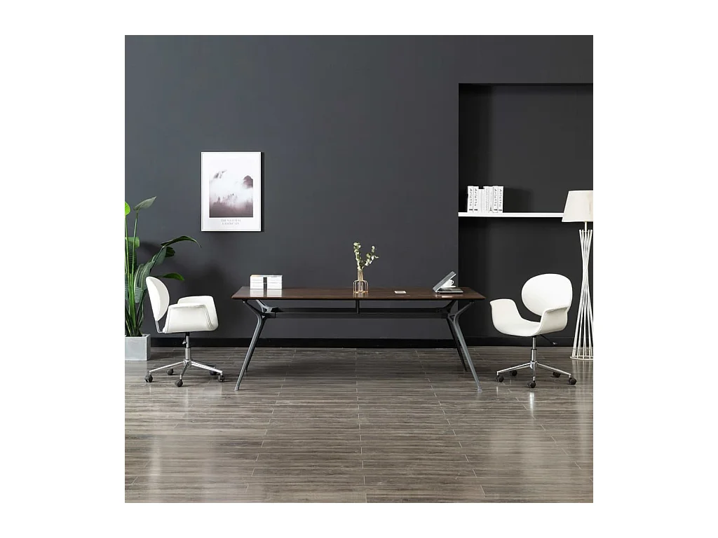 Chaise pivotante de bureau Blanc Similicuir REO61030
