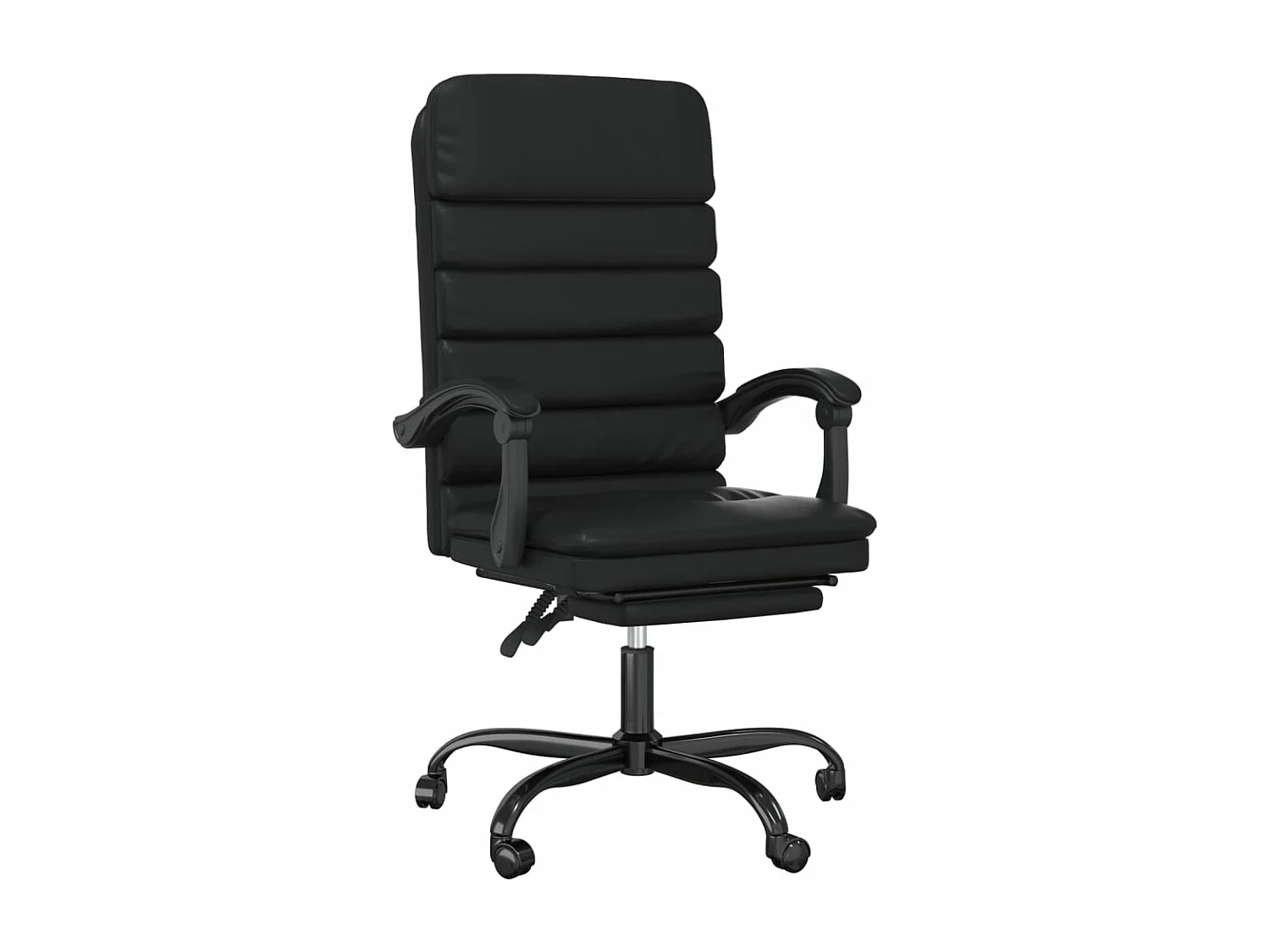 Silla de oficina reclinable masaje cuero sintético negro ES847418