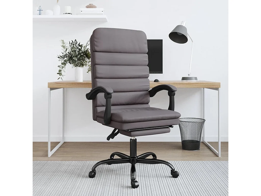 Fauteuil de massage inclinable de bureau Gris Similicuir REO64528