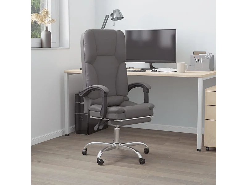 Fauteuil de massage inclinable de bureau Gris Similicuir REO91965