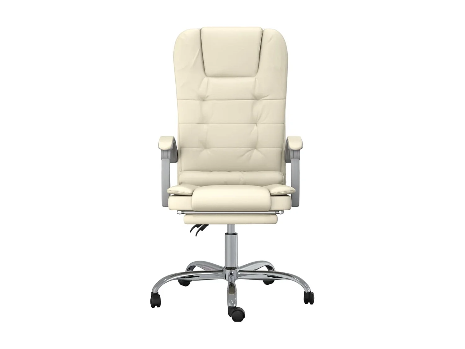 Silla de oficina reclinable masaje cuero sintético color crema ES666071