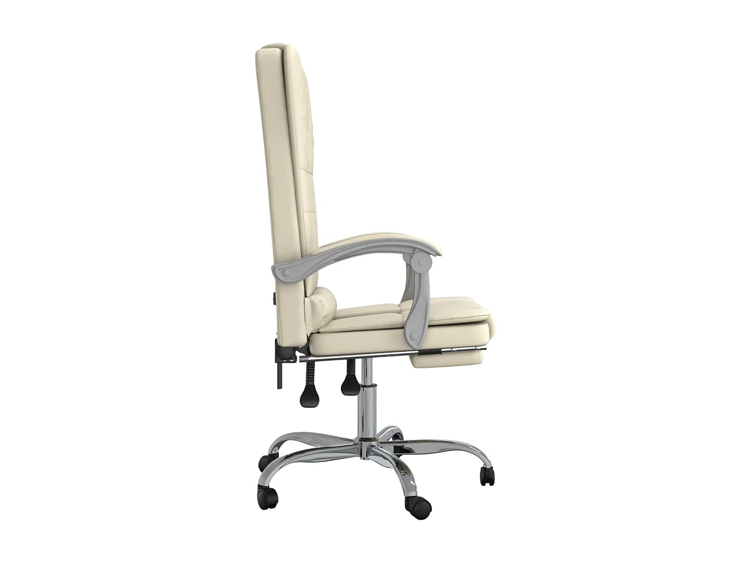 Silla de oficina reclinable masaje cuero sintético color crema ES666071