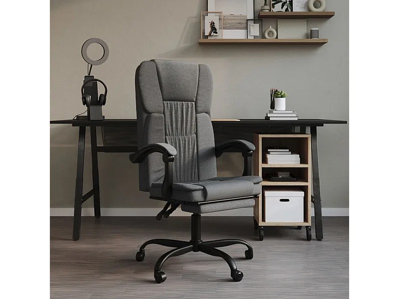 Silla de oficina reclinable de tela gris oscuro ES479858