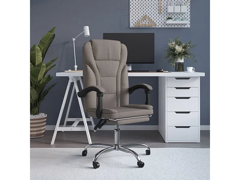Silla de oficina reclinable de tela gris taupé ES469005