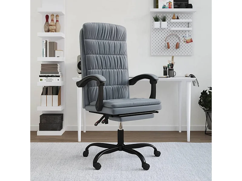 Silla de oficina reclinable de terciopelo gris oscuro ES107509