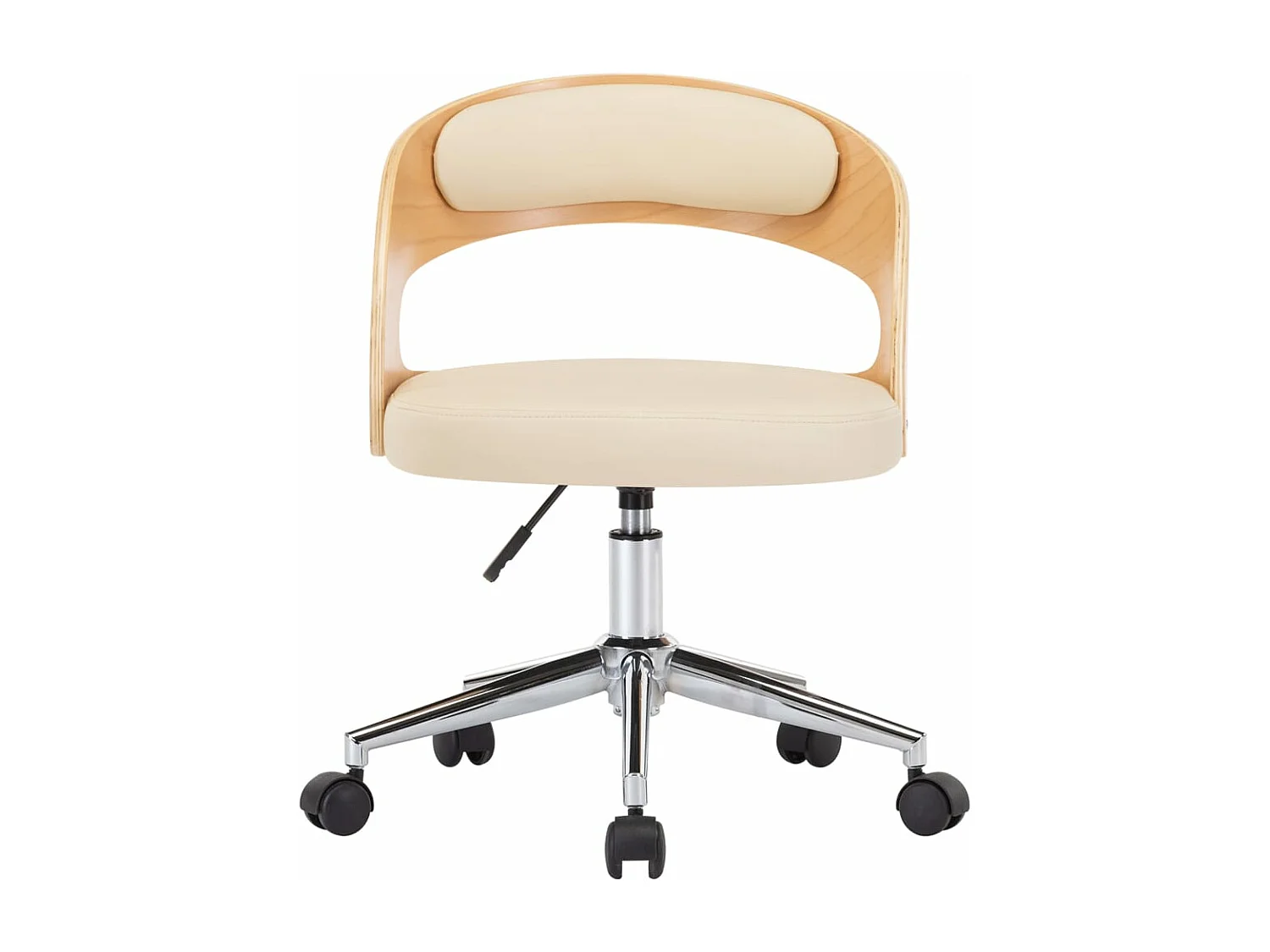 Chaise pivotante de bureau Crème Bois courbé et similicuir REO47389