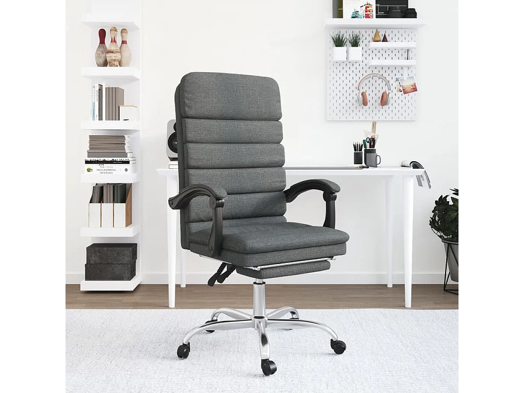 Fauteuil de massage inclinable de bureau Gris foncé Tissu REO39235