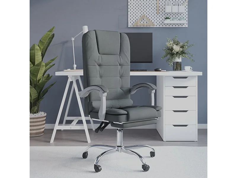 Fauteuil de massage inclinable de bureau Gris foncé Tissu REO55593