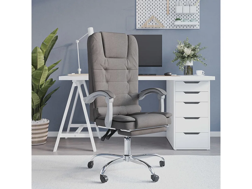 Fauteuil de massage inclinable de bureau Taupe Tissu REO87698