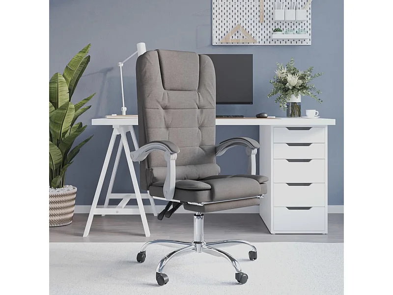 Silla de oficina reclinable con masaje tela gris taupé ES529350