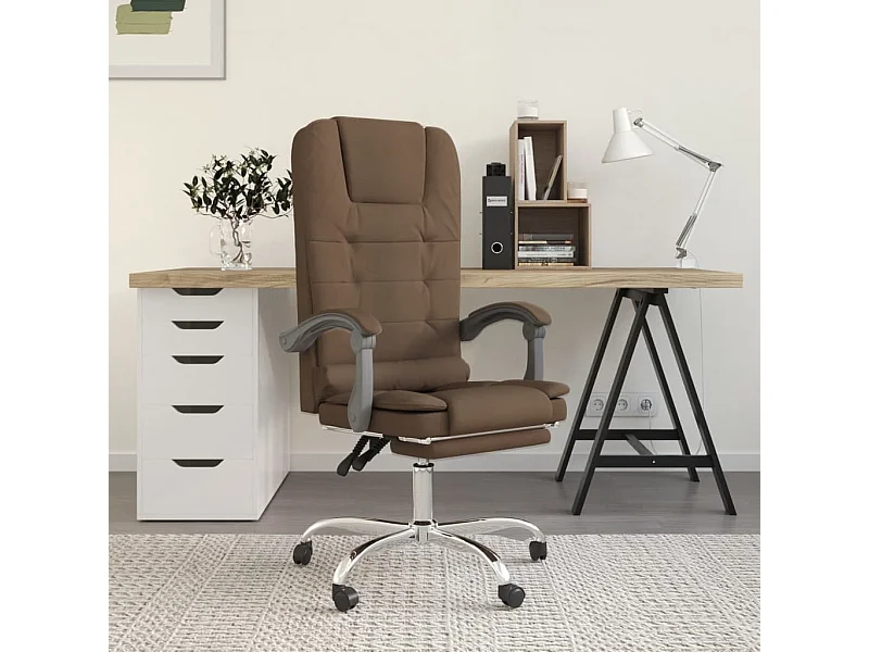Cadeira massagens escritório reclinável tecido castanho PT324110