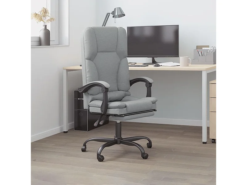 Fauteuil de massage inclinable de bureau Gris clair Tissu REO59206