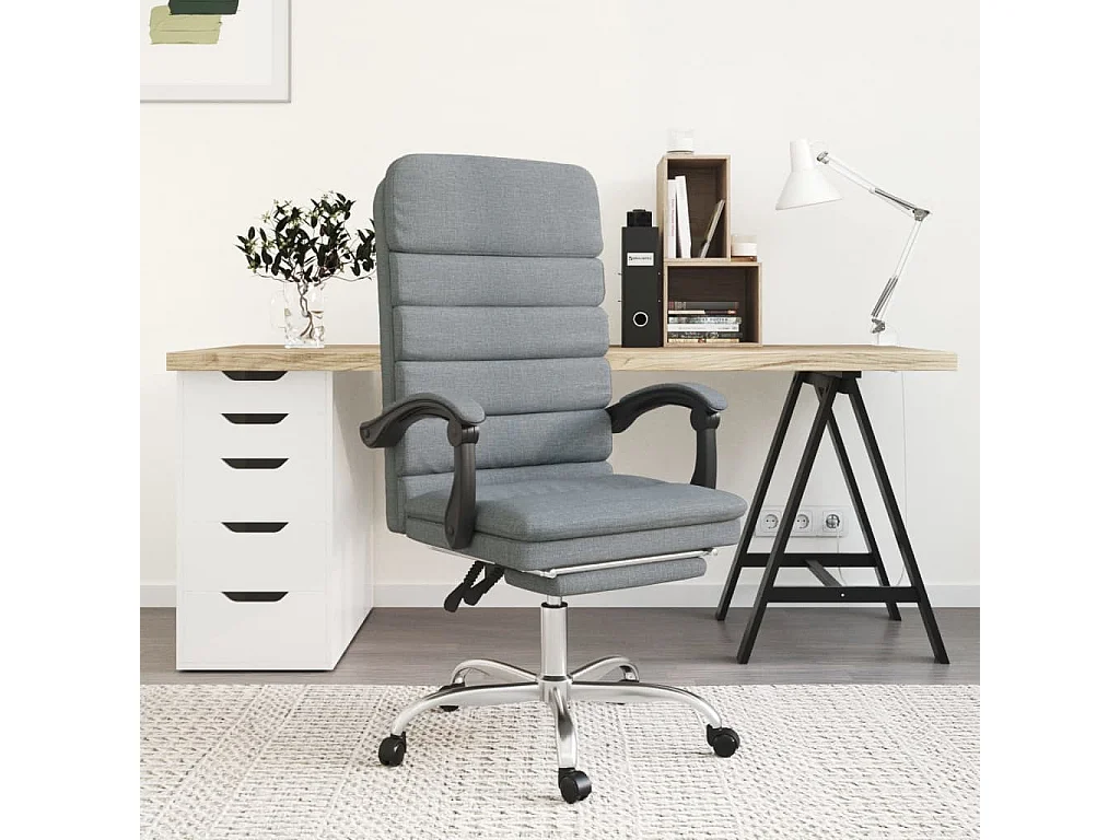 Fauteuil de massage inclinable de bureau Gris clair Tissu REO64176