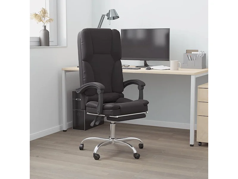 Cadeira escritório massagens reclinável couro artificial preto PT631816