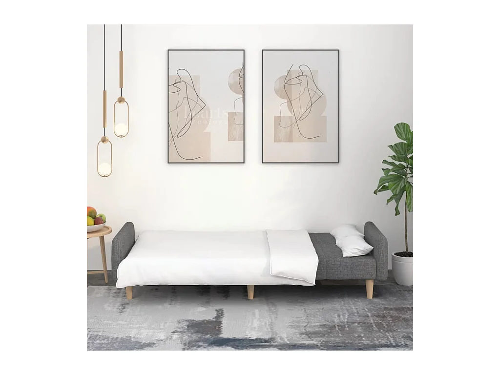 Canapé convertible à 2 places gris clair tissu REO48116