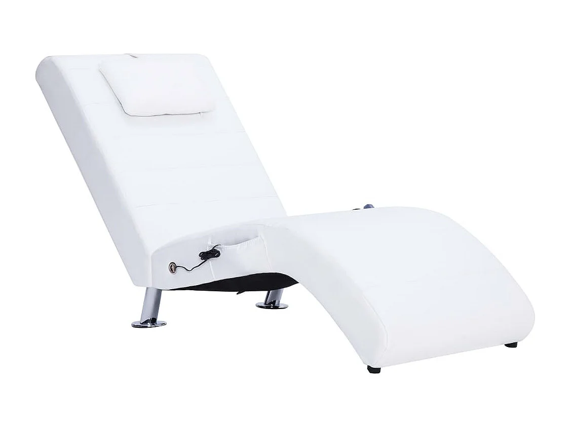Canapé convertible de massage avec oreiller Blanc Similicuir REO15691