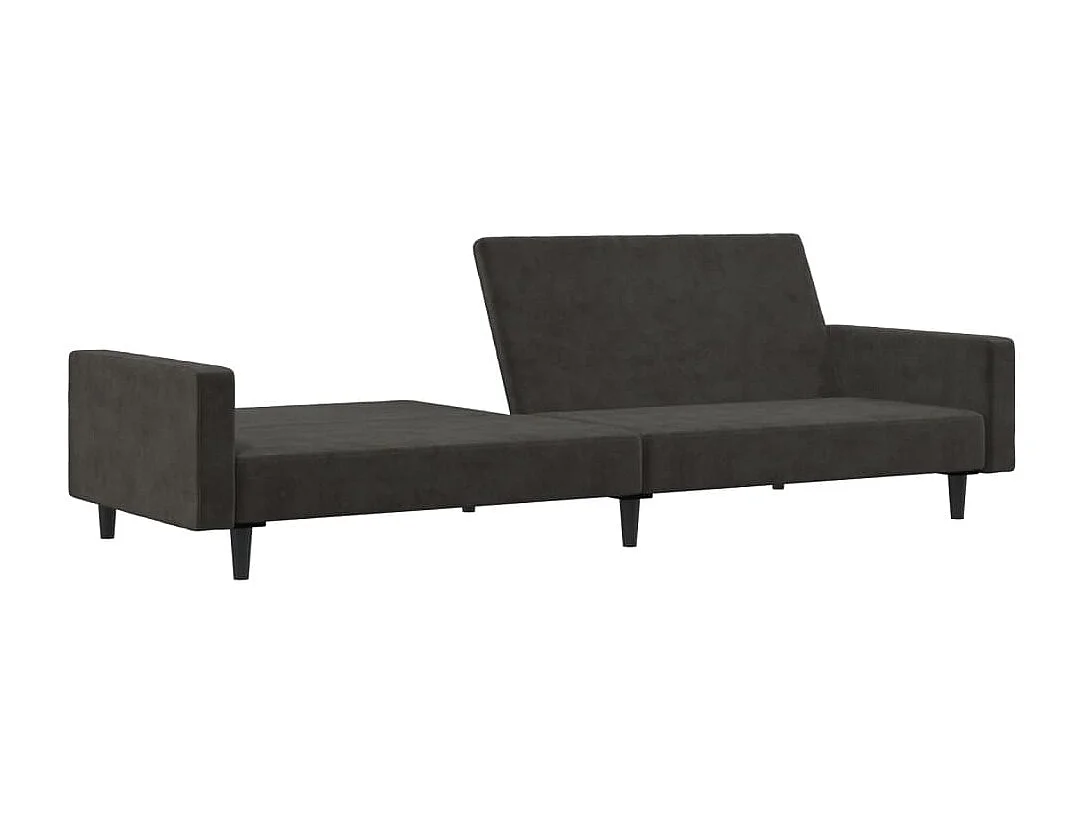 Canapé convertible à 2 places gris foncé velours REO15823
