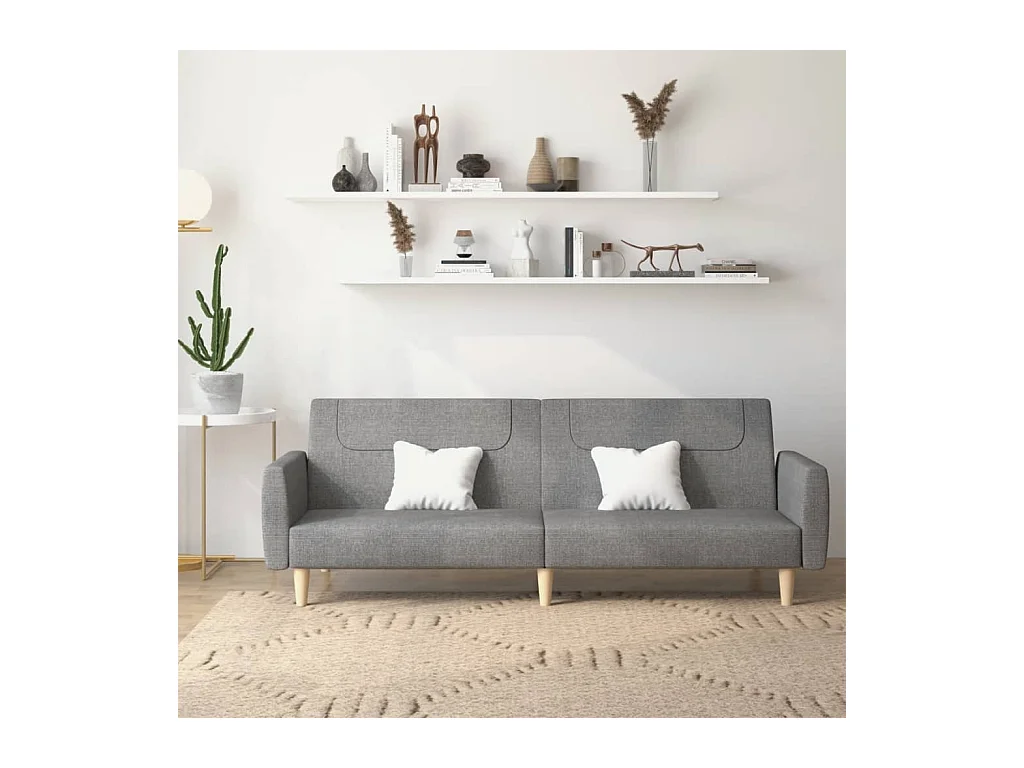 Canapé convertible à 2 places gris clair tissu REO44021