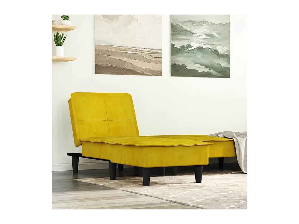 Canapé convertible jaune velours REO40421