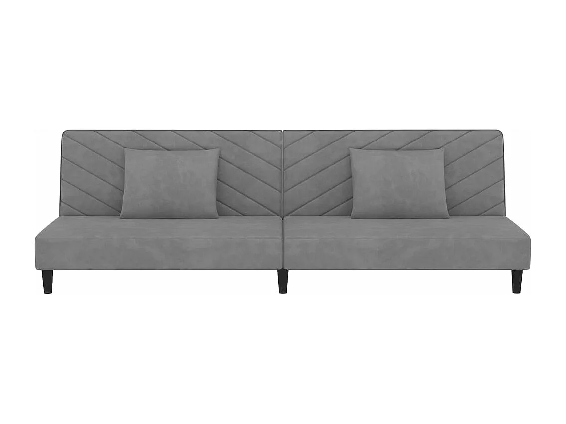 Sofá-cama 2 lugares com duas almofadas veludo cinzento-claro PT646320
