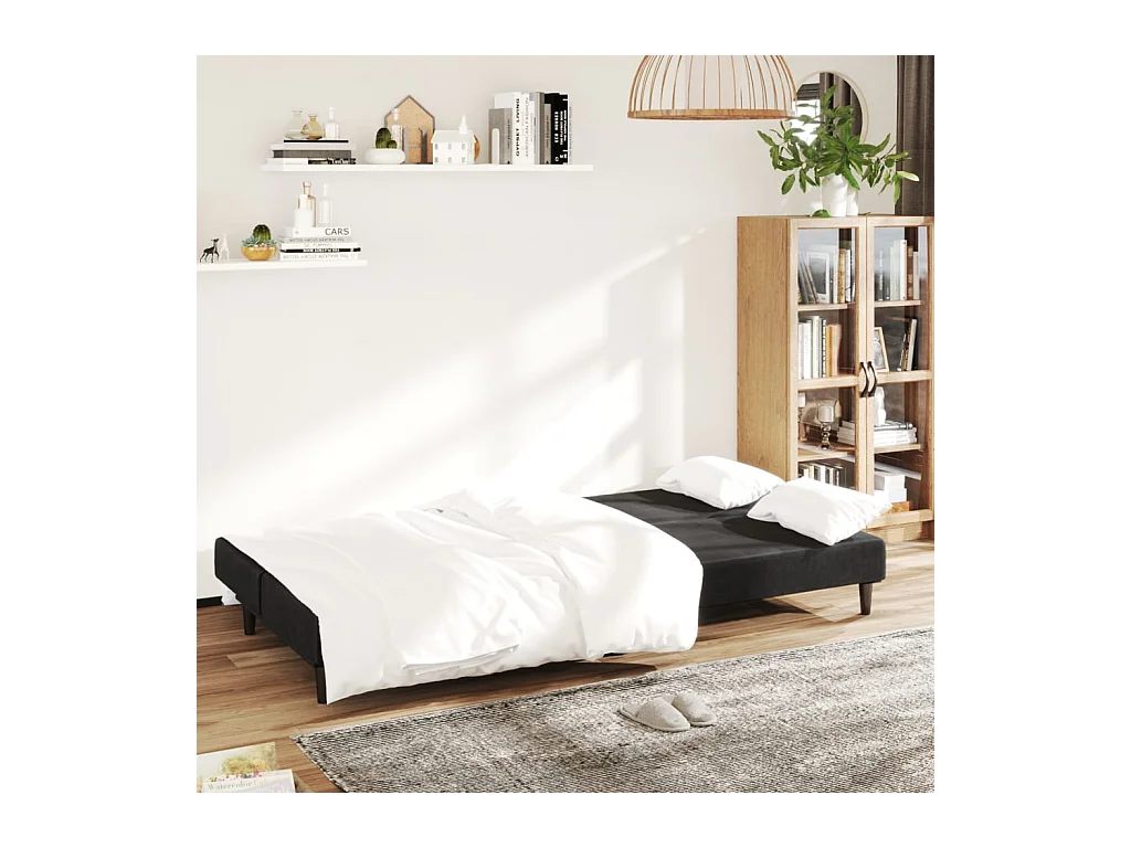 Canapé convertible 2 places noir velours REO20932