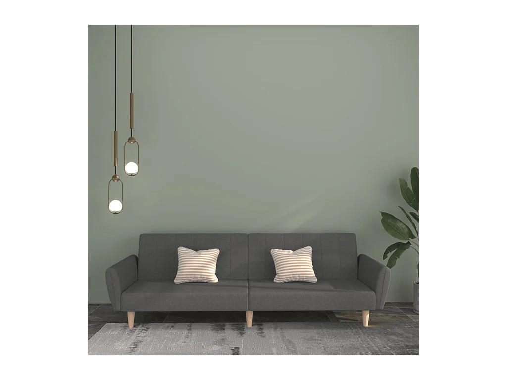 Canapé convertible à 2 places gris clair tissu REO61207