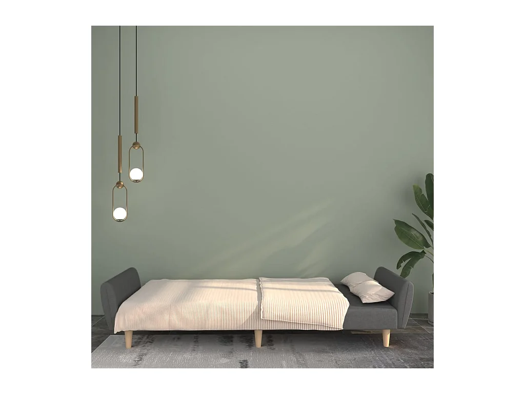 Canapé convertible à 2 places gris clair tissu REO61207